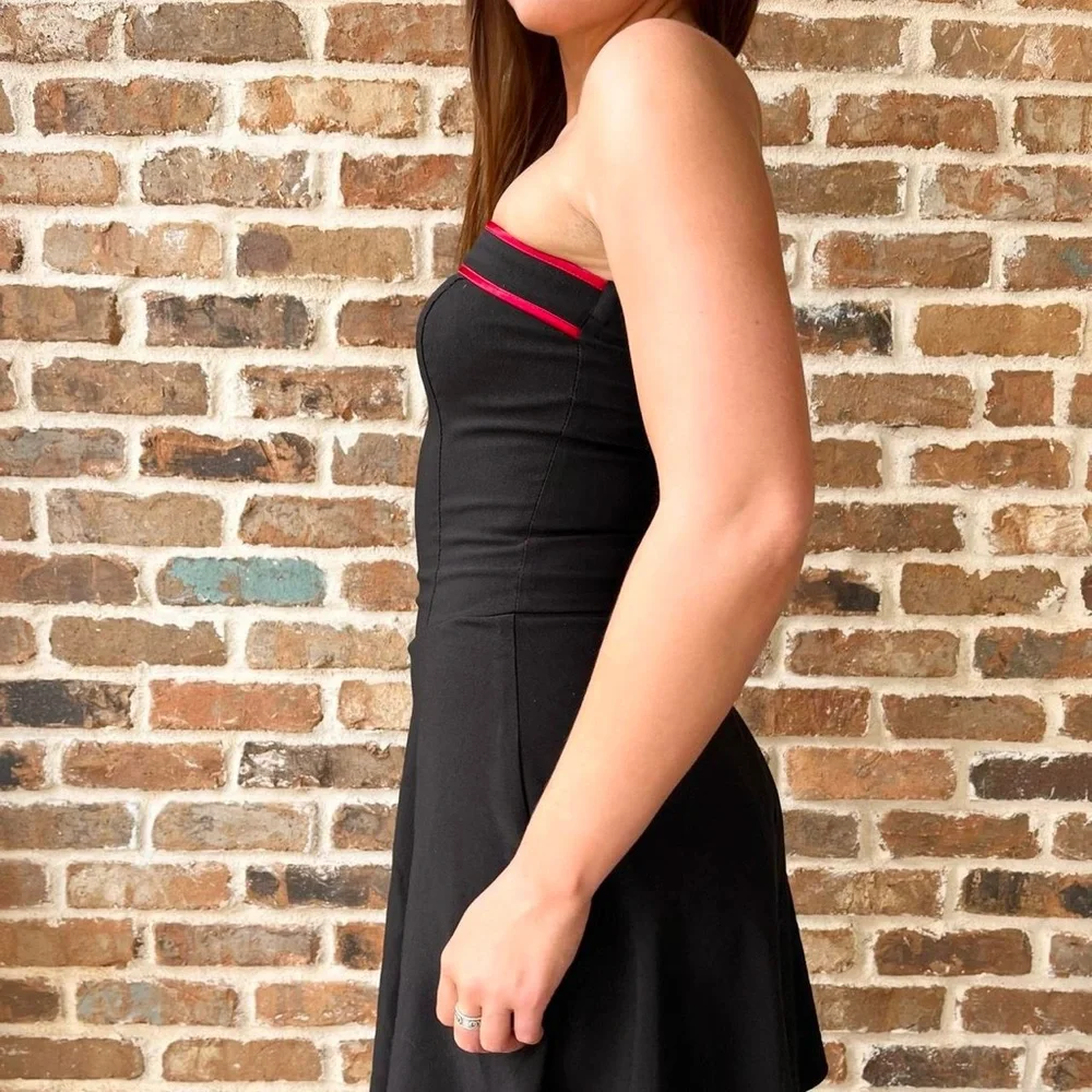 Ruby Rox Black Strapless Dress with Red Trim - Picture 5 of 7